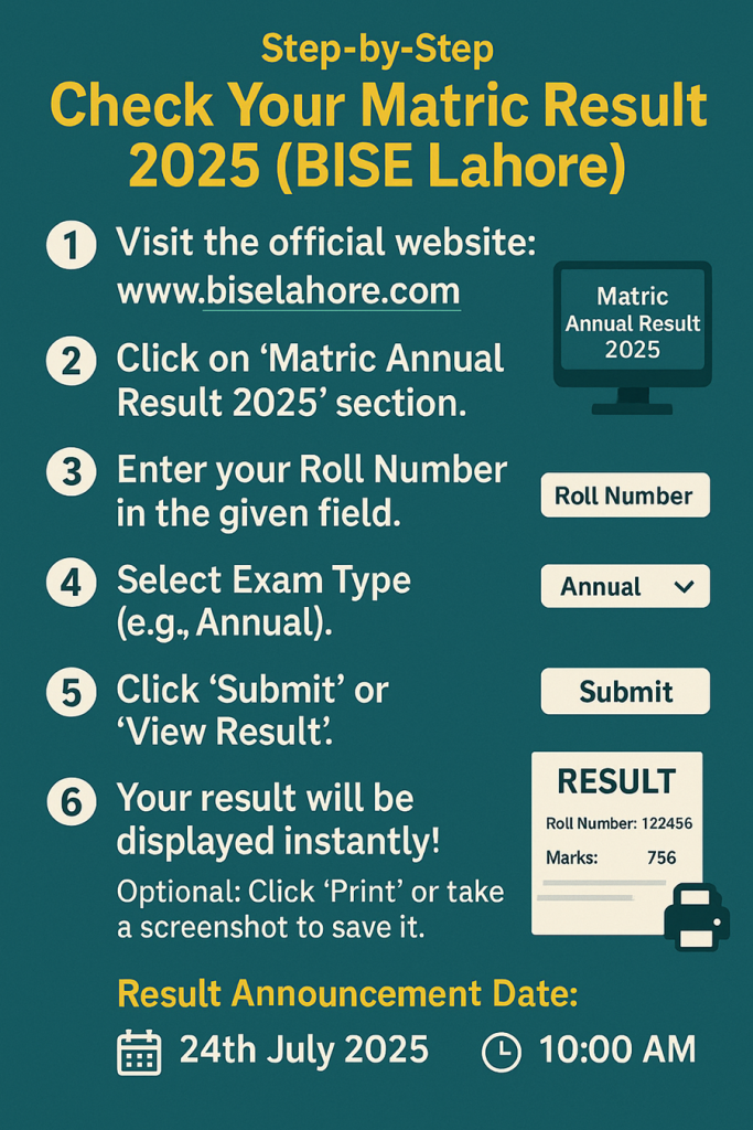 How to Check the BISE Lahore Board Matric Result 2025 Online
